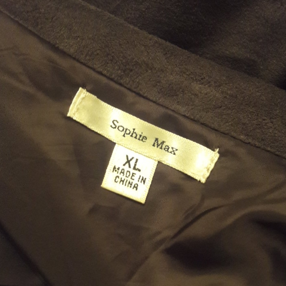 Sophie Max/Brown /Faux Suede/ Draped Front Jacket - Picture 7 of 8